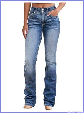 Women's High Waist Boot Cut Flare Jeans Stretchy Embroidered Denim Pants